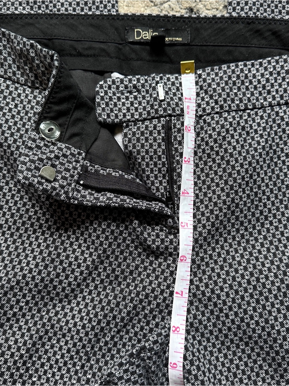 Y2K Dalia Cotton Low Rise Black and White Patterned Summer Capris Pants - Picture 8 of 9